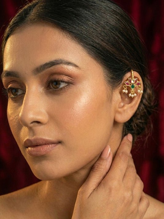 Beautiful Jadau Lotus Earcuffs