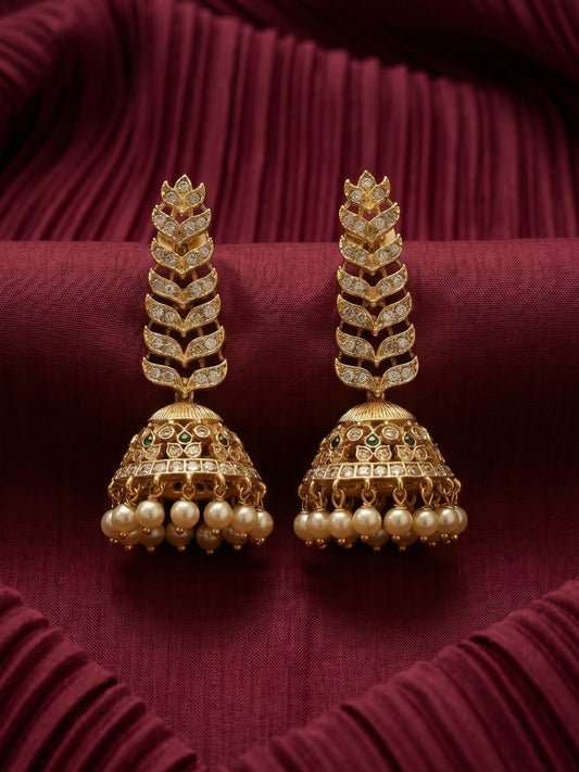 Ishhaara Antique Stone Long Jhumkas