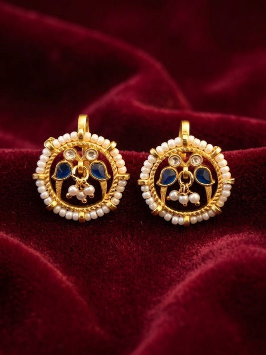 Ishhaara Crescent Kundan Stone Bugadi Earrings