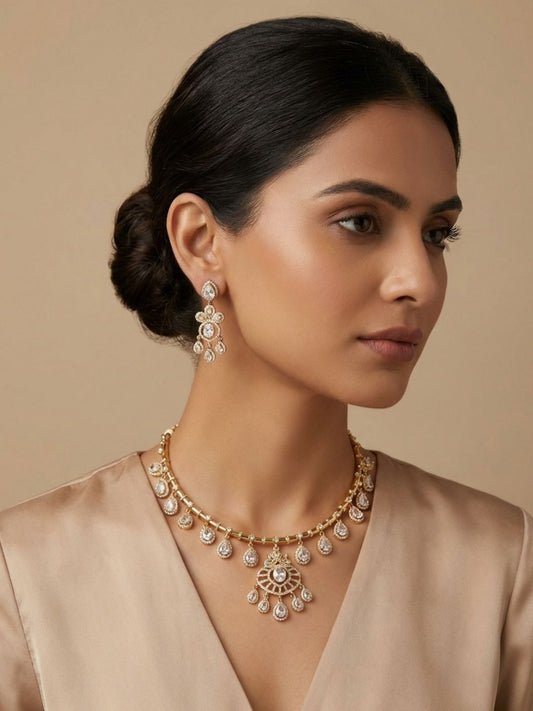 Ishhaara Crystals Teardrop Necklace