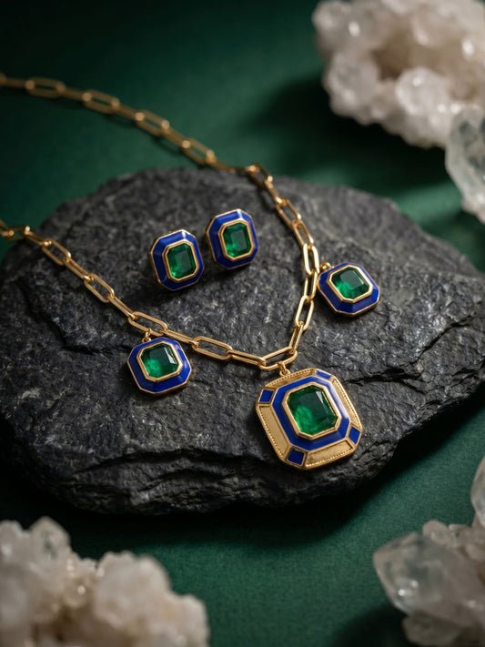 Ishhaara Emerald Luxe Golden Necklace