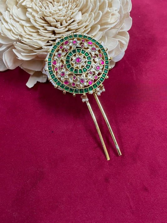 Ishhaara Exquisite Floral Pearl Green Beads Bun