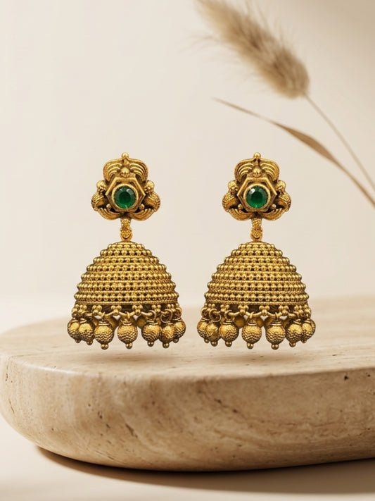 Ishhaara Exquisite Gold Jhumka Earrings