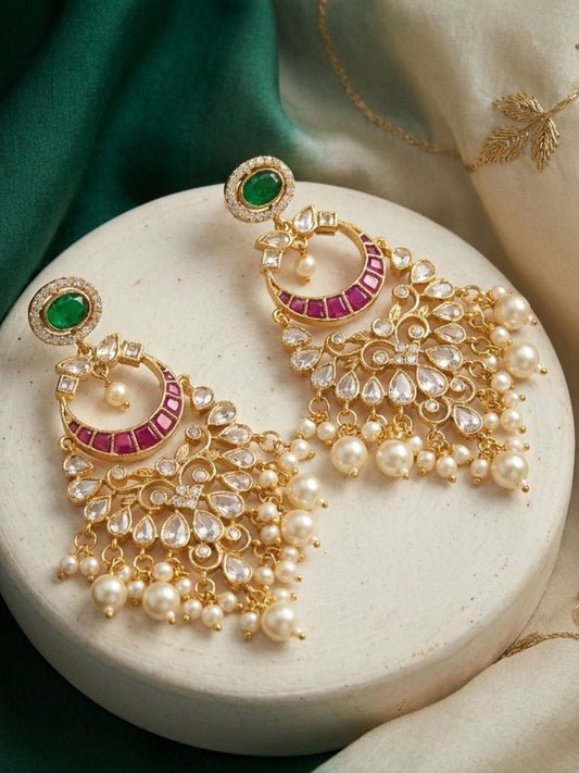 Ishhaara Exquisite Goldplated Chandbali Earrings