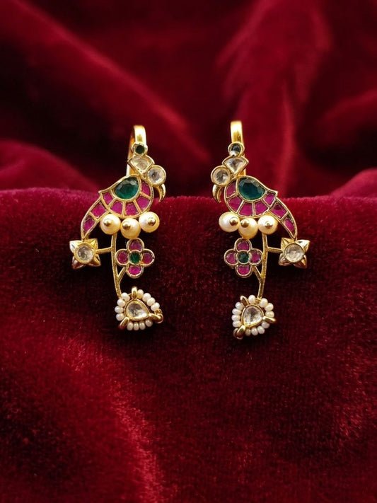 Ishhaara Exquisite Peacock Jadau Pearl Bugadi Earrings