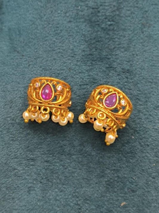 Ishhaara Floral Pearl Bugadi Earrings