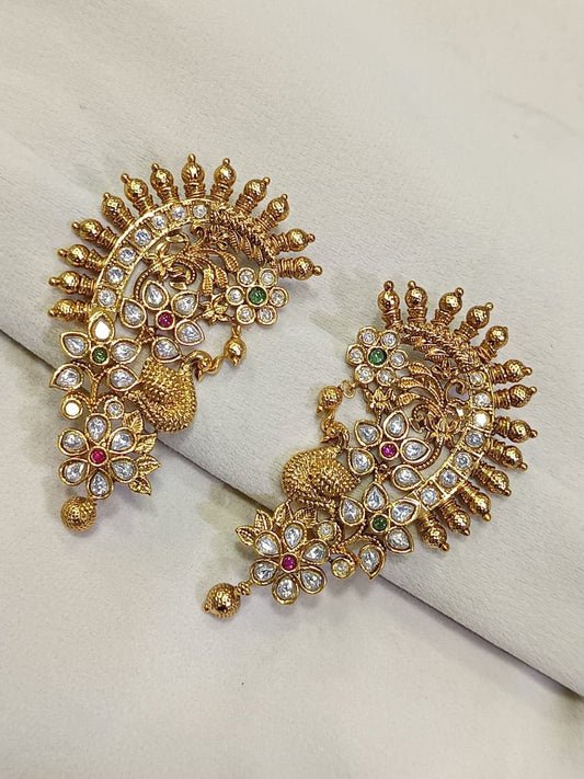 Ishhaara Gold Kundan Statement Earrings