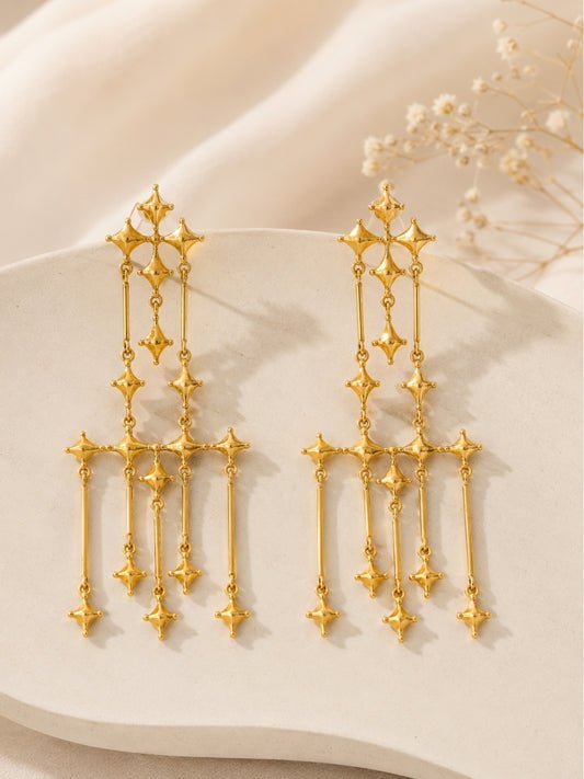 Ishhaara Golden Chandelier Earrings