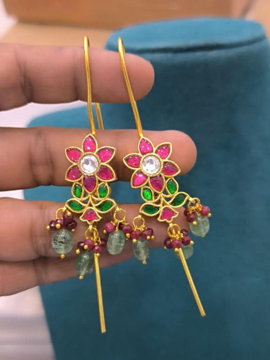 Ishhaara Jadau Kundan Thilak Bugadi Needle Earrings