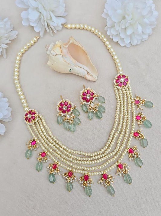 Ishhaara Kundan Pearl Drop Choker Set - handcrafted Indian jewellery