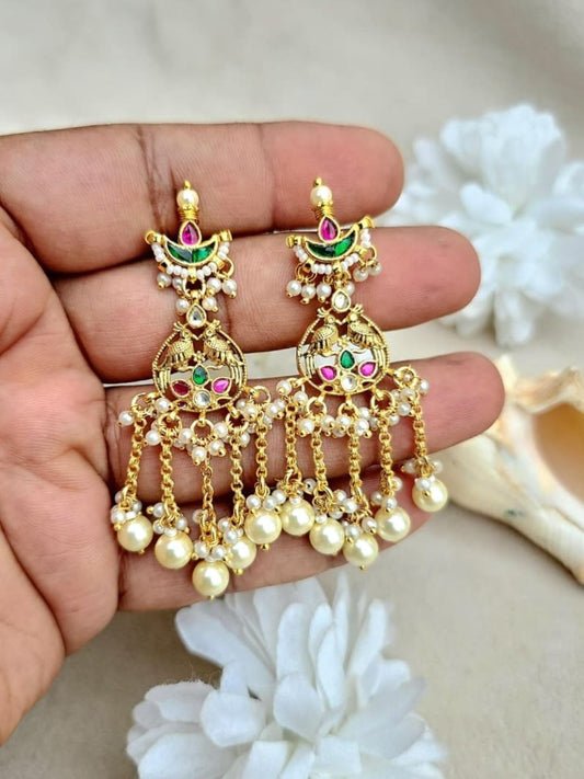 Ishhaara Kundan Pearl Jhumka Earrings - handcrafted Indian jewellery