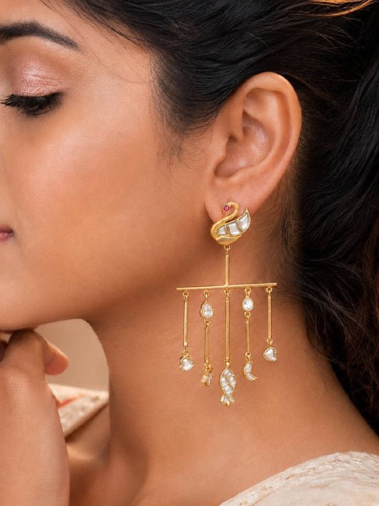 Ishhaara Morni Meenakari Polki Earrings