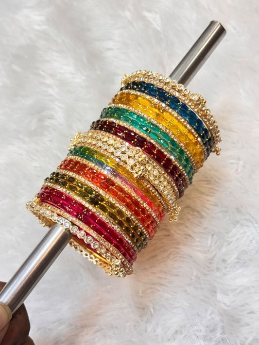 Ishhaara Multicolor Crystal Stacked Bangle Set