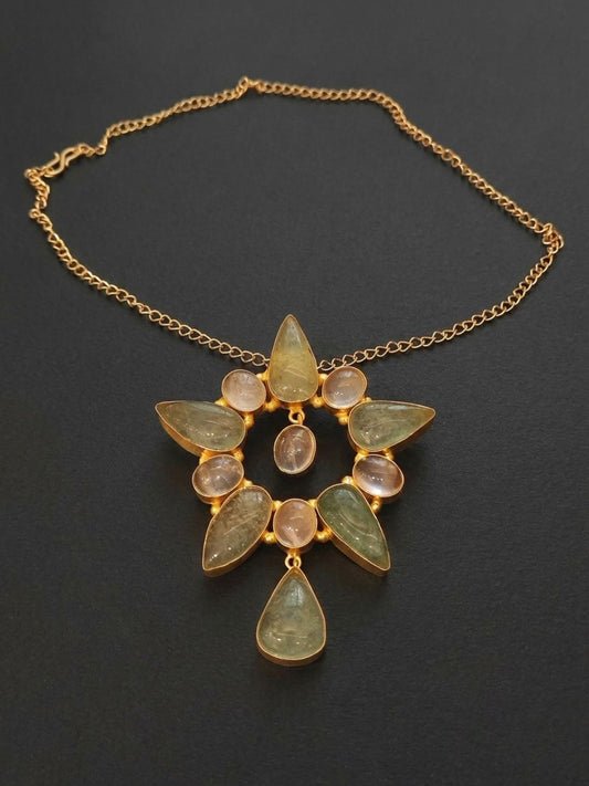 Ishhaara Natural Stone Studded Pendant Necklace