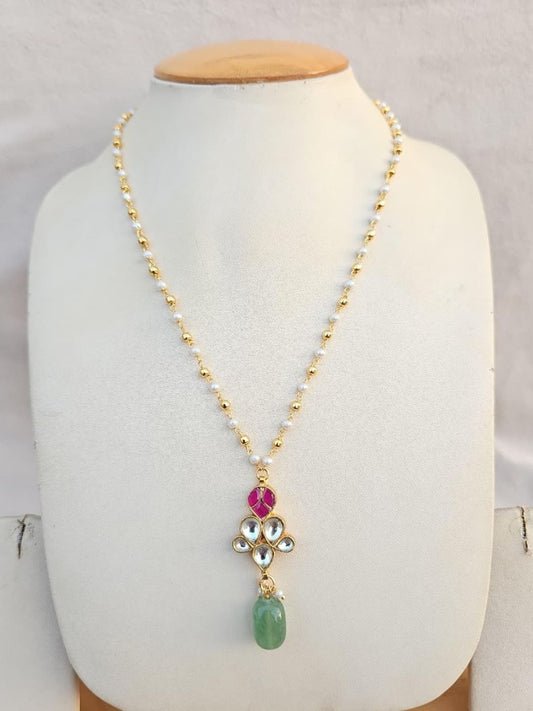 Ishhaara Pearl Parrot Drop Pendant Necklace - handcrafted Indian jewellery