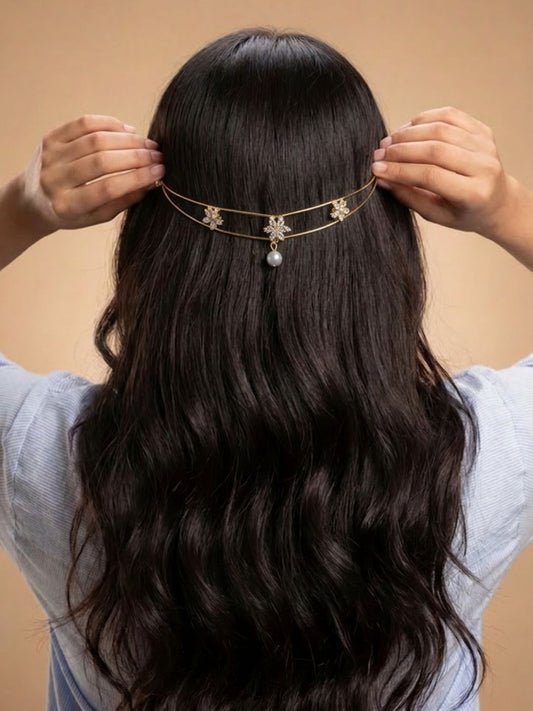 Ishhaara Pearl Studded Bridal Hair Crown