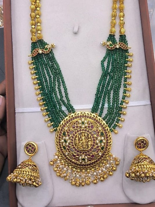 Ishhaara Ram Darbar Beaded Long Necklace Set - handcrafted Indian jewellery
